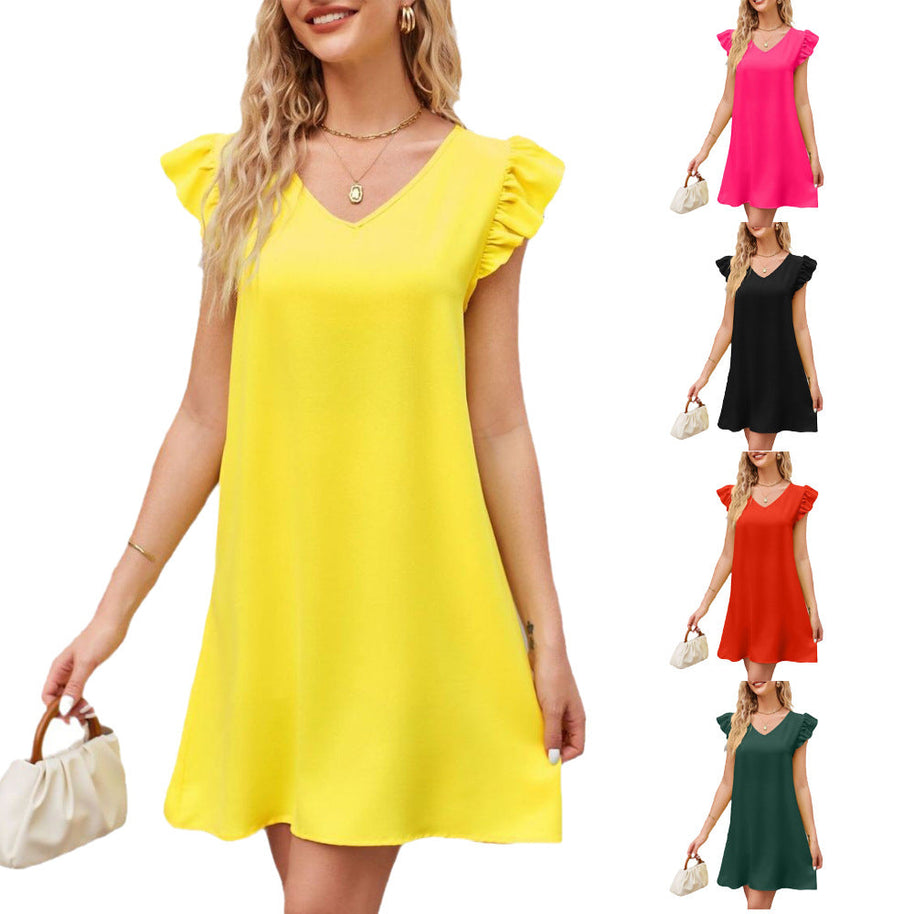 WW | Puffärmel Locker Bequem Modisch Kleid