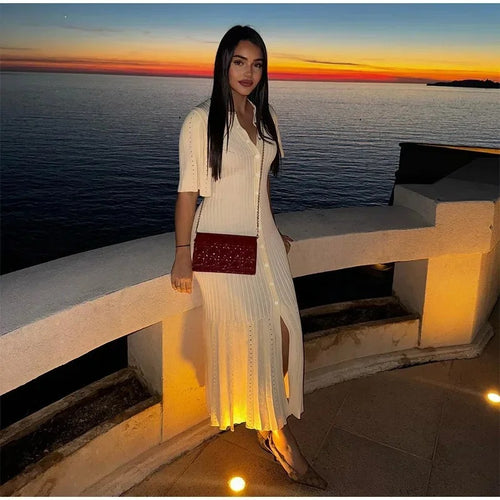 Damen Strickkleid mit lässigen Puffärmeln W&W