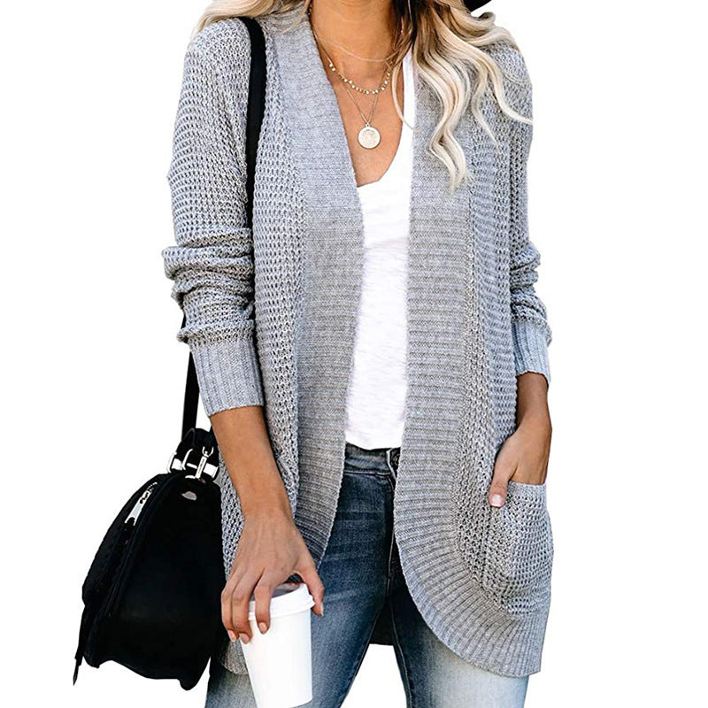 Damen Strickjacke mit offenem Schnitt und seitlichen Taschen WW