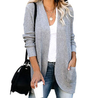 Damen Strickjacke mit offenem Schnitt und seitlichen Taschen WW