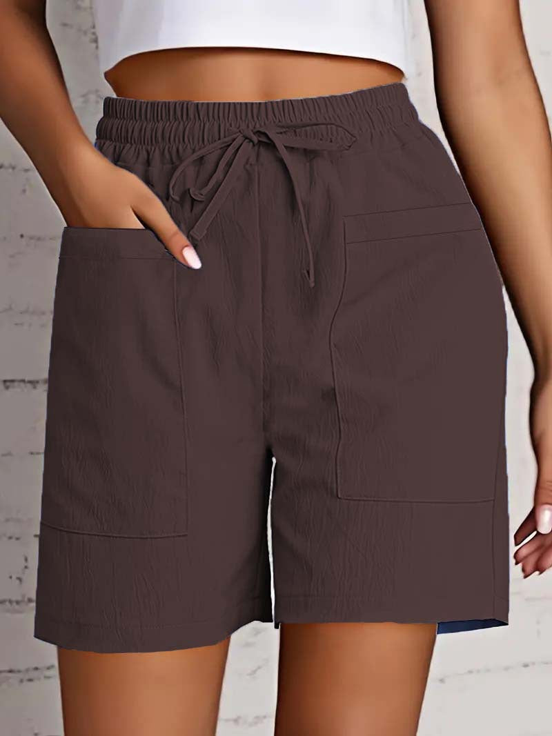 Damen entspannte Shorts mit breitem Gummibund und praktischen Taschen WW