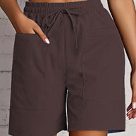 Damen entspannte Shorts mit breitem Gummibund und praktischen Taschen WW
