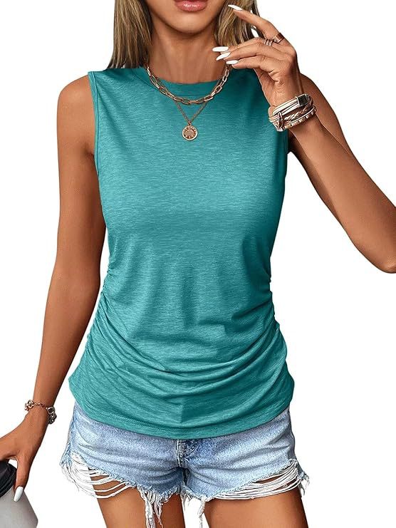 Damen ärmelloses Shirt mit modischem Raffungseffekt und hochwertigem Stoff WW