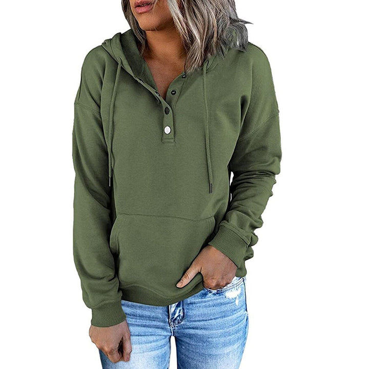 Damen Kapuzenpullover mit Knopfleiste und lässigem Schnitt W&W Mode