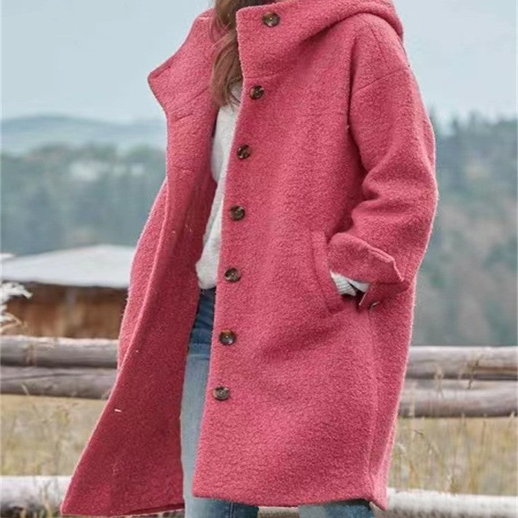 Damen Lange Wolle-Mix Jacke mit weichem Innenfutter und praktischen Taschen WW