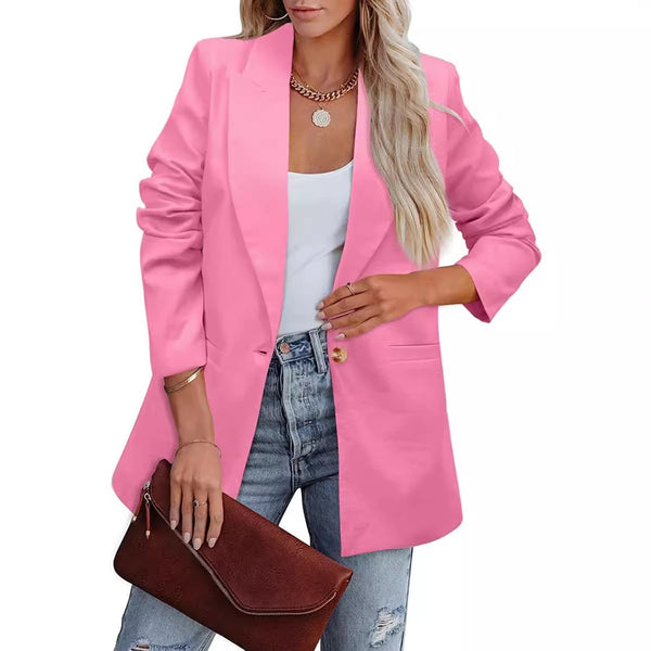 Damen Eleganter Freizeitblazer mit lässigem Schnitt und zwei Taschen WW
