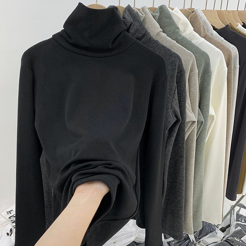 Damen Gemütlicher Hoher Kragen Enganliegender Pullover Sweatshirt WW