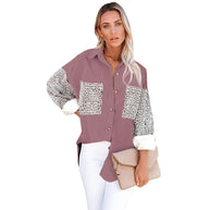 Damen Trendige Kordjacke mit Leo-Details WW