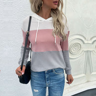Damen Freizeit Hoodie mit strukturiertem Material und modischem Farbblockdesign WW