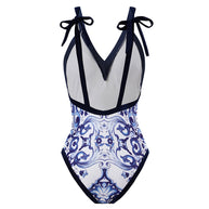 Damen Strandpareo mit elegantem floralen Design und verstellbarem Bindegürtel WW