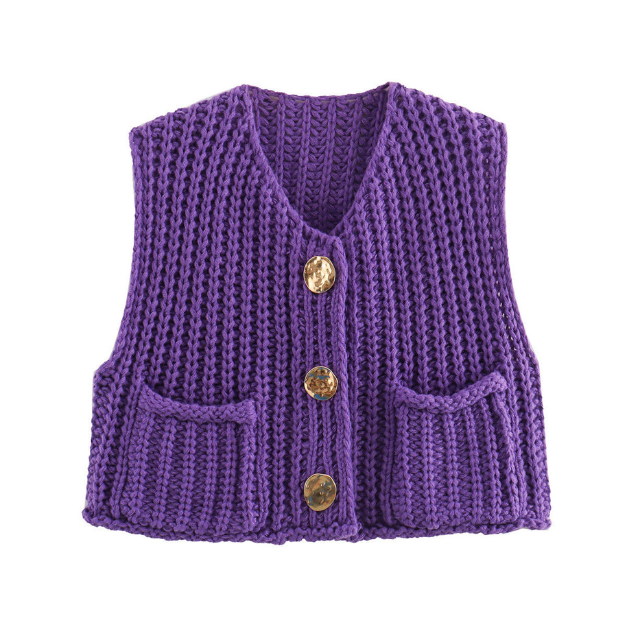 Damen Strickweste mit Taschen WW