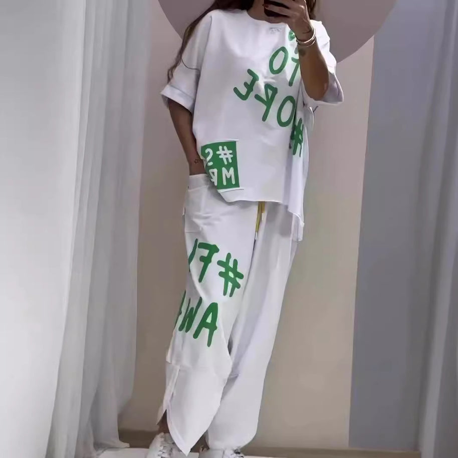 Damen Sportliche entspannte Loungewear-Set WW