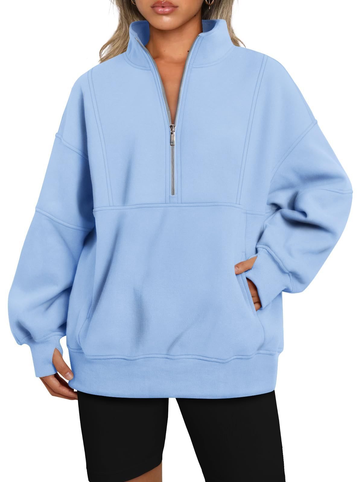 Damen Sportlicher Hoodie mit hohem Kragen und Reißverschluss WW