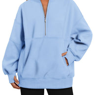 Damen Sportlicher Hoodie mit hohem Kragen und Reißverschluss WW
