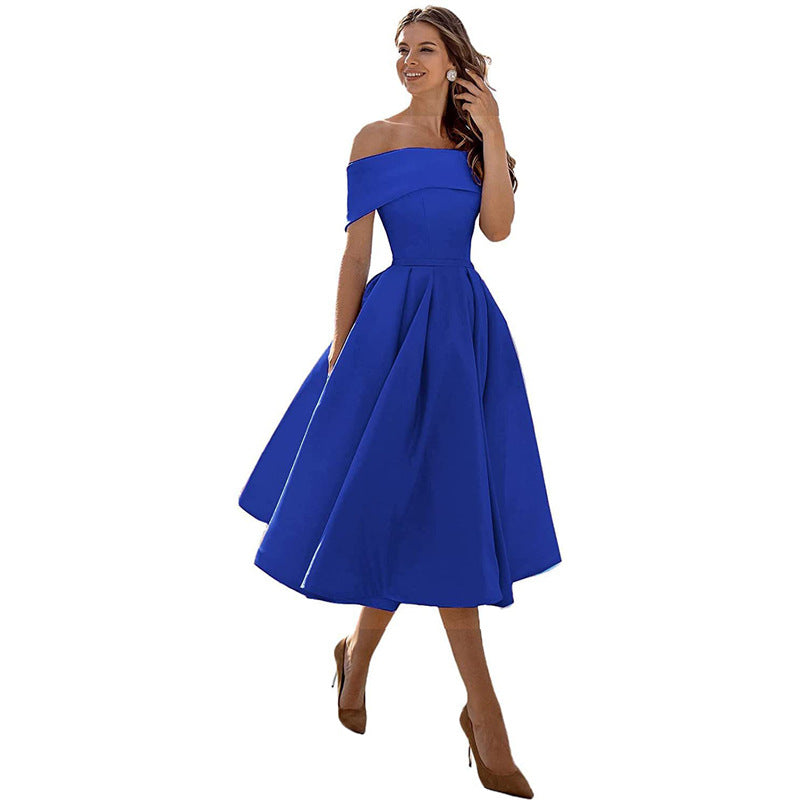 WW | Legere Mode Satin Cocktailkleid Ohne Träger