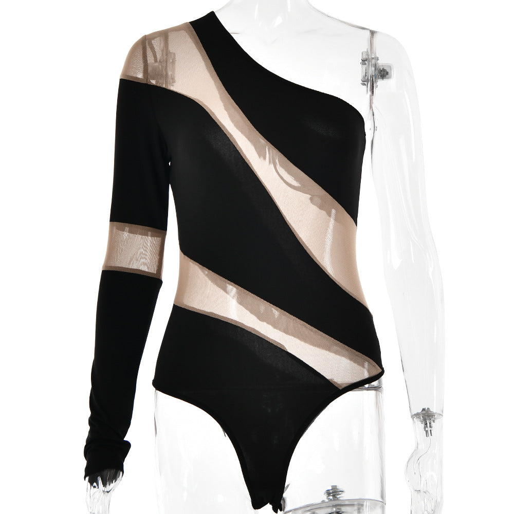 Damen Einseitiger Bodysuit mit transparenten Akzenten W&W Mode