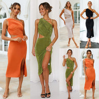 Damen Maxikleid mit elegantem Wickeldesign und sexy Schlitz WW