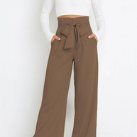 Damen elegante weite Stoffhose mit Taillengürtel WW