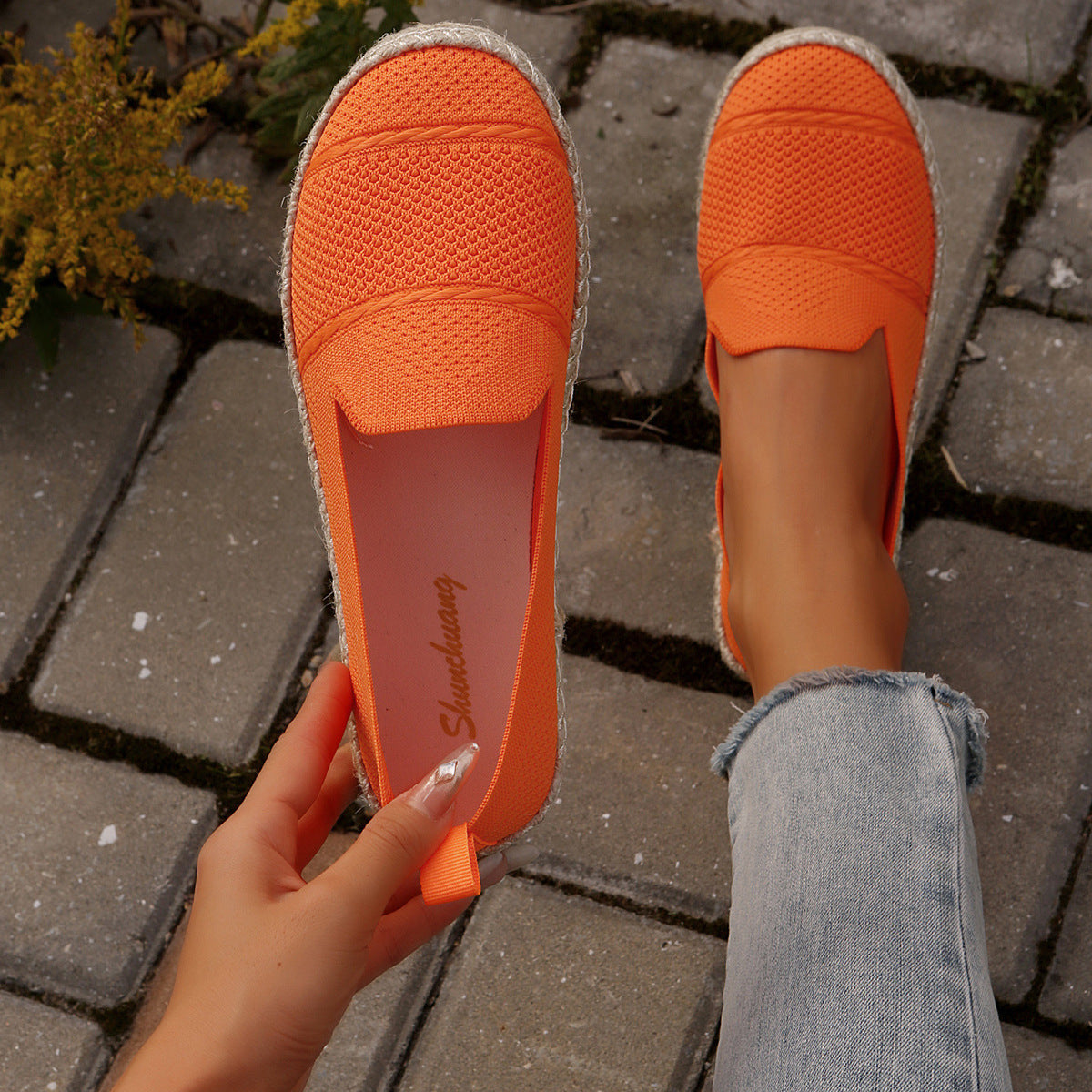 Damen Espadrilles mit atmungsaktiver Obermaterialstruktur und bequemer Sohle WW