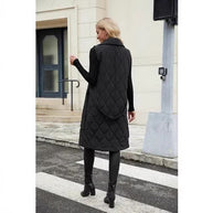 Damen Steppweste mit Taillengürtel und schickem Kragen WW