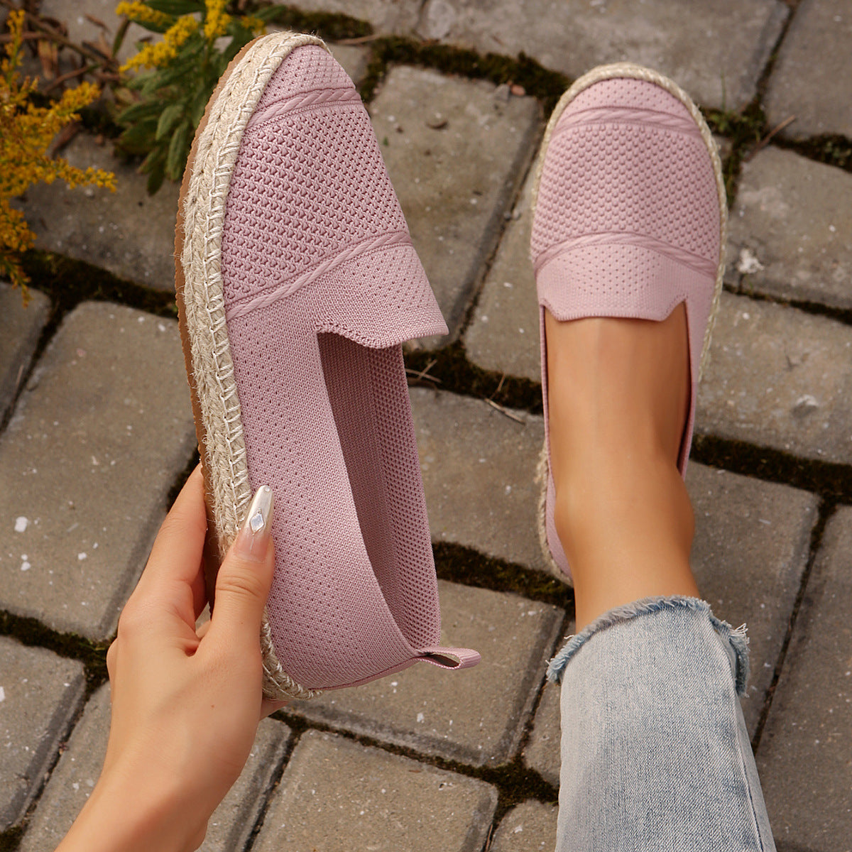 Damen Espadrilles mit atmungsaktiver Obermaterialstruktur und bequemer Sohle WW