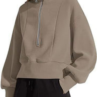 Damen sportlicher Zip-Pullover mit hohem Kragen WW