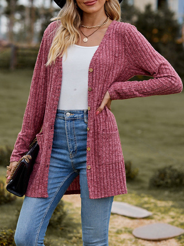 Damen Strickjacke mit strukturiertem Muster und praktischen Taschen WW
