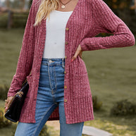 Damen Strickjacke mit strukturiertem Muster und praktischen Taschen WW