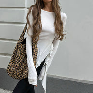 Damen asymmetrisches Langarmshirt mit Rüschendetails WW