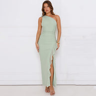 Damen Asymmetrisches Maxikleid mit Rüschendetails WW