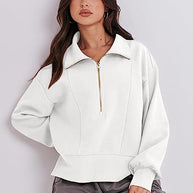 Damen sportlicher Fleece-Pullover mit Reißverschluss und lässigem Schnitt WW