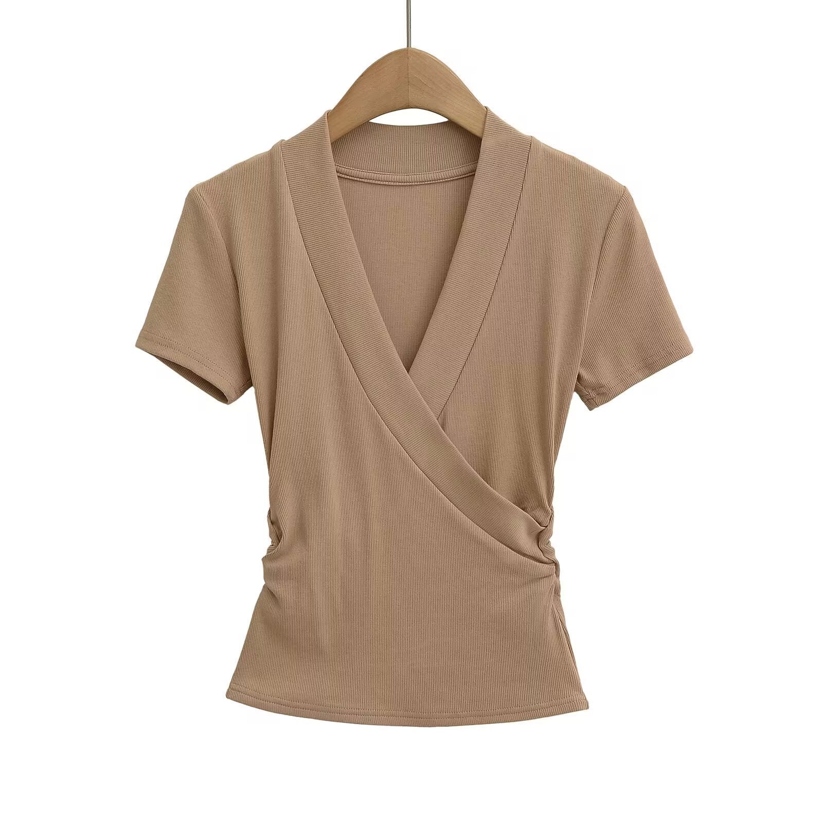 Damen Wickeloberteil mit elegantem V-Ausschnitt und figurumspielendem Schnitt WW