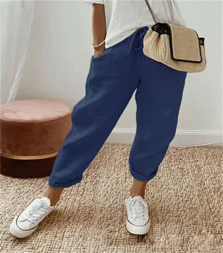 Damen Bequeme und lässige Chino-Hose mit elastischem Bund WW