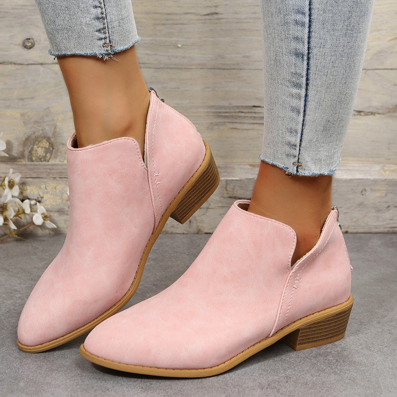 Damen Ankle Boots mit elegantem Reißverschluss und komfortablem Blockabsatz WW