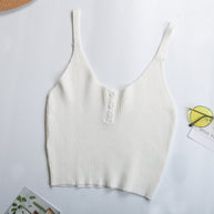 Damen lässiges Trägershirt mit durchgehender Knopfleiste und Rippenstruktur WW