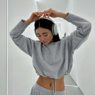 Damen Relaxed-Fit Sportoberteil mit Kordelzug WW