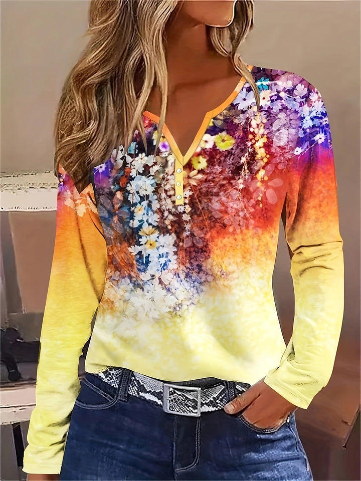 W&W Mode | Floral Rundhals Langarmshirt