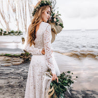 Damen Spitze Boho Hochzeitskleid WW