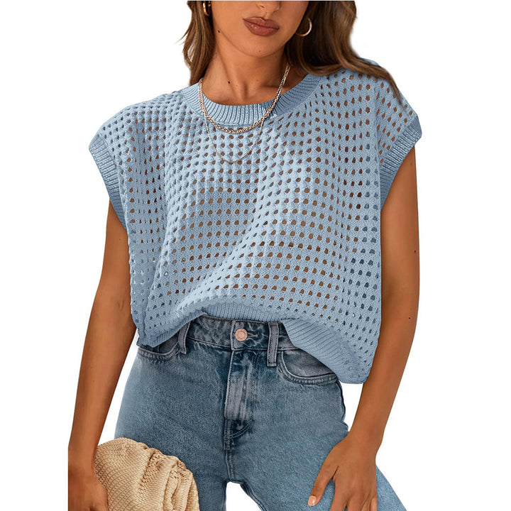 Damen lässiges Strickoberteil mit luftiger Netzstruktur W&W Mode