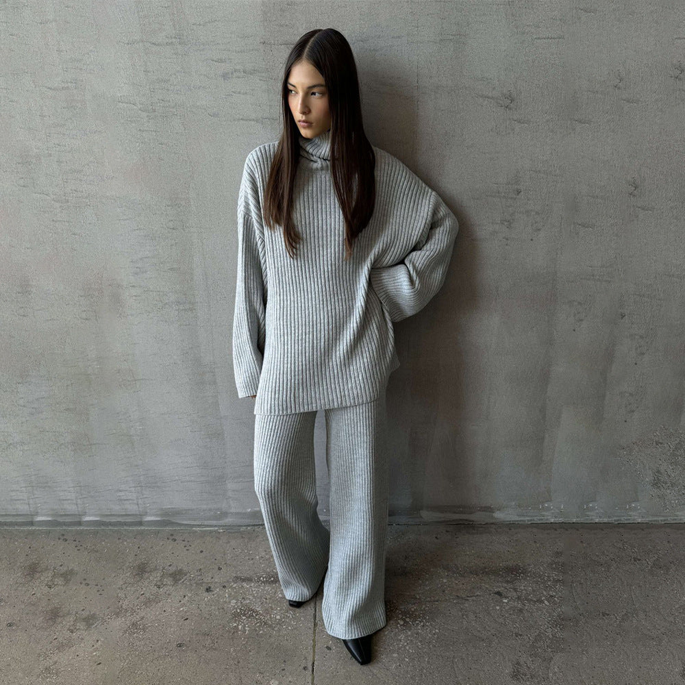 Damen Softer Strickpullover und lässige Hosen im Set WW