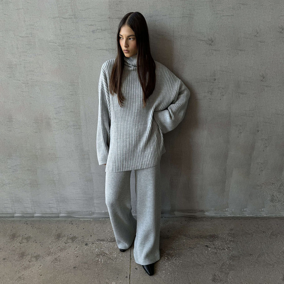 Damen Softer Strickpullover und lässige Hosen im Set WW