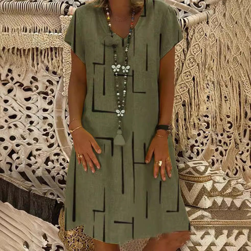 Damen Bequemes Tunika-Kleid mit modernen grafischen Mustern WW