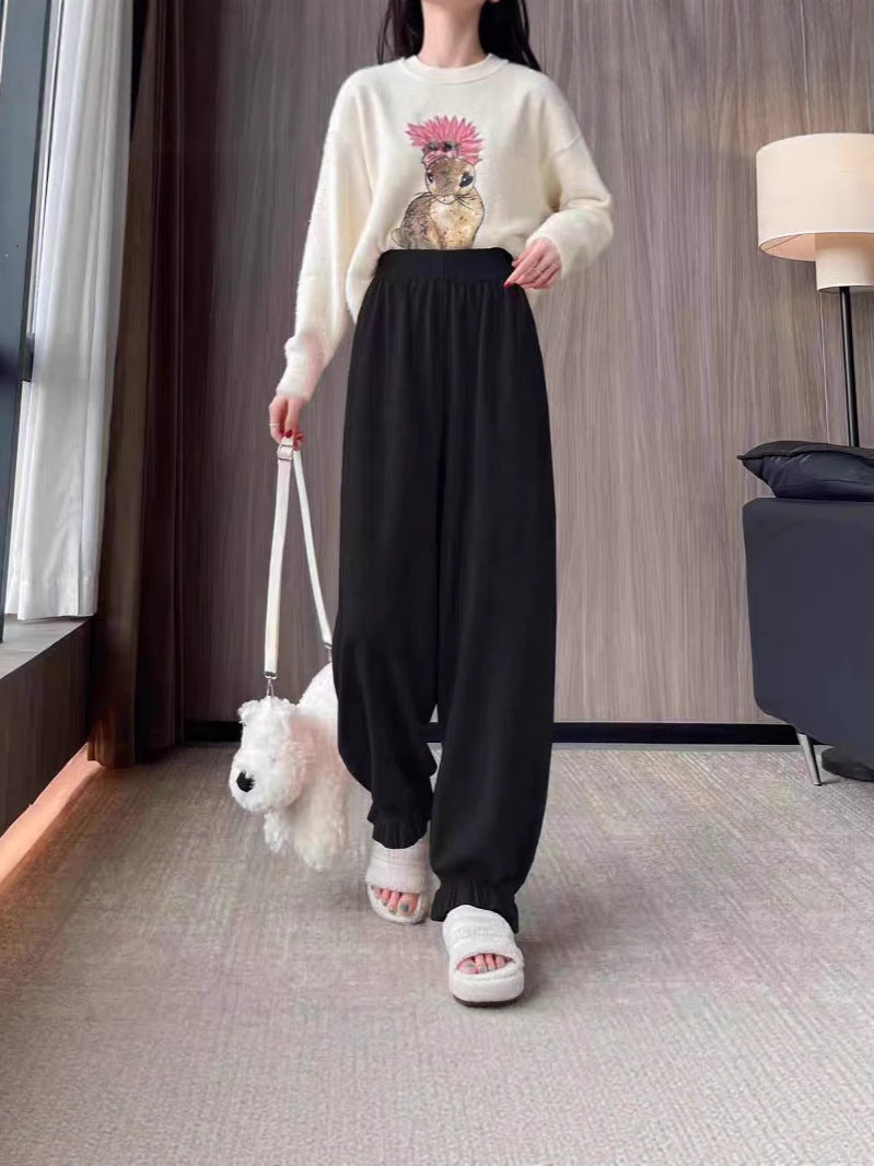 Damen bequeme Palazzohose aus glänzendem Material WW
