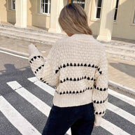 Damen Strickpullover mit strukturiertem Muster und hohem Kragen WW