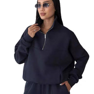 Damen sportliche Kapuzenjacke mit hohem Kragen WW