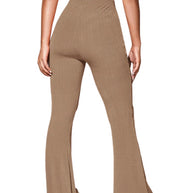 Damen Bootcut-Hose aus elastischem Rippmaterial mit hohem Bund WW