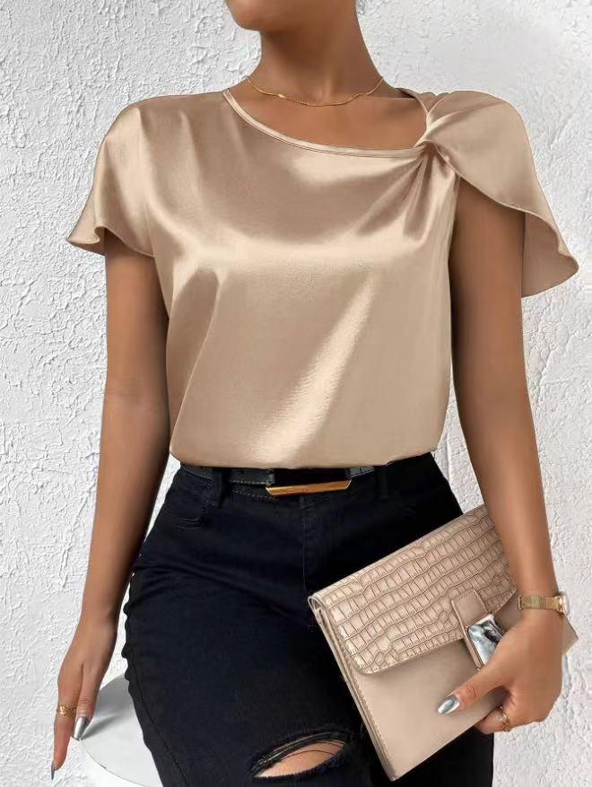 WW | Satin Twist einfarbiger lockerer vielseitiger Top