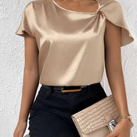 WW | Satin Twist einfarbiger lockerer vielseitiger Top