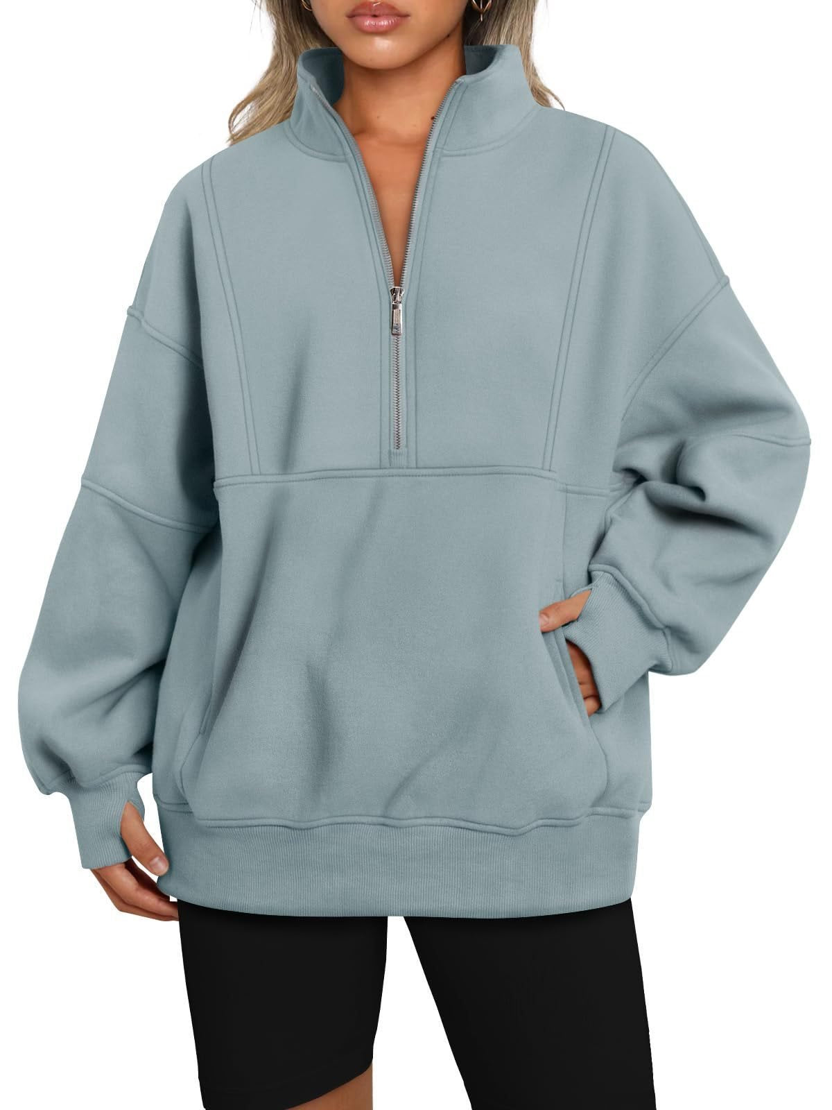 Damen Sportlicher Hoodie mit hohem Kragen und Reißverschluss WW