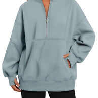Damen Sportlicher Hoodie mit hohem Kragen und Reißverschluss WW